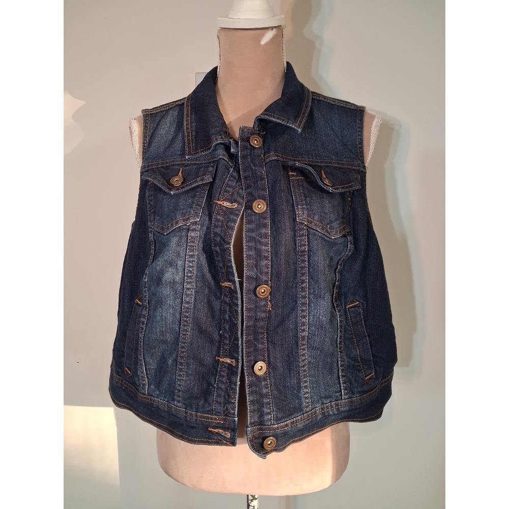 Cato Woman Dark Wash Denim Vest Plus Size 18/20W Blue Jean Casual Layering